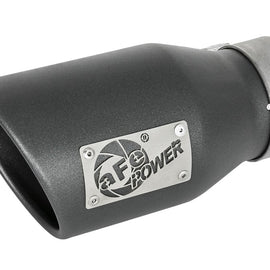 aFe MACH Force-Xp 3in 304 SS Metallic Black Exhaust Tip 3in In x 4-1/2in Out x 9in L Bolt-On Left 49T30452-B091