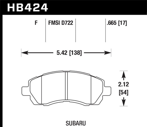 Hawk Subaru HPS Street Front Brake Pads HB424F.665