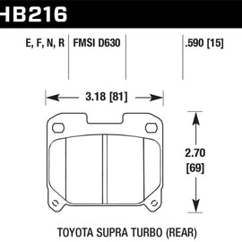 Hawk for 93-98 Toyota Supra TT HPS Street Rear Brake Pads HB216F.590 HB216F.590