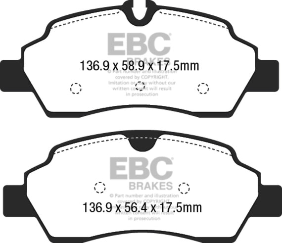 EBC 2015+ Ford Transit 150 SRW Yellowstuff Rear Brake Pads DP42222R
