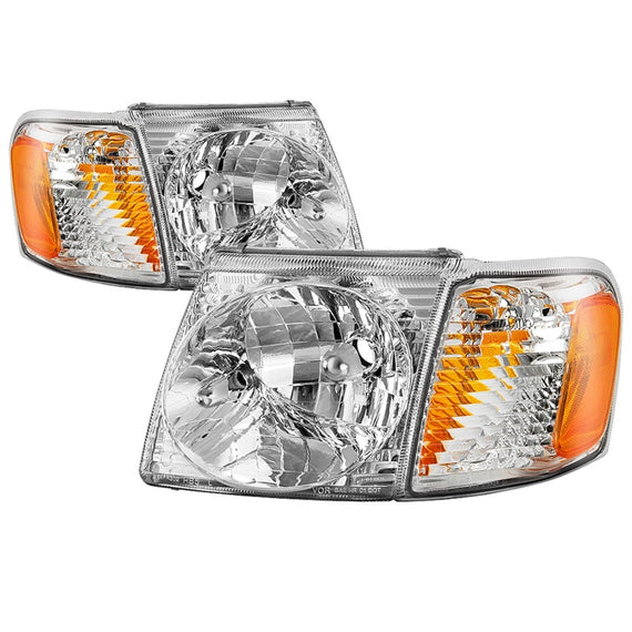 xTune 01-03 Ford Explorer Sport 4pc OEM Style Headlights w/Corners - Chrome (HD-JH-FEXP01-ST-C) 9042621