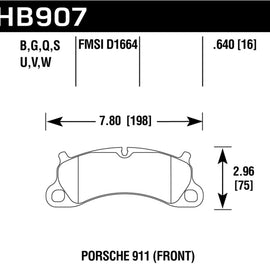 Hawk 12-16 Porsche 911 Carrera S HP+ Front Brake Pads HB907N.640