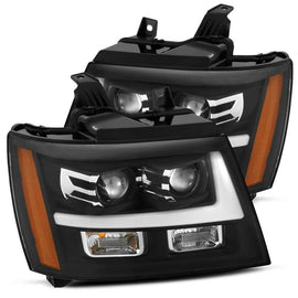 AlphaRex 07-14 Chevy Tahoe PRO-Series Projector Headlights Plank Style Matte Blk w/Activation Light 880285