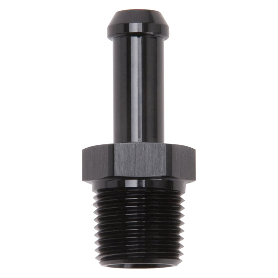 Edelbrock Hose End Straight 3/8In NPT to 3/8In Barb Black Anodize 8117