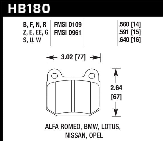 Hawk HB180F.640 HPS High Performance Street Brake Pads [Front Set] HB180F.640
