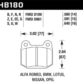 Hawk Performance HB180W.560 Excellent Release Characteristics Disc Brake Pads HB180W.560