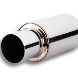 Vibrant TPV Turbo Round Muffler (17in Long) with 4in Round Tip Straight Cut - 3in inlet I.D. 1062