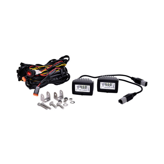 KC HiLiTES C-Series 2in. C2 LED Light 20w Area Flood Beam (Pair Pack System) - Black 328