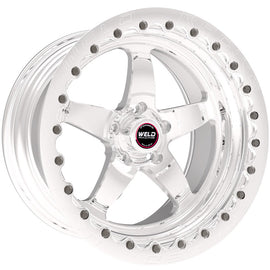 Weld S71 17x11 / 5x4.75 BP / 6.4in. BS Polished Wheel (Low Pad) - Polished Single Beadlock MT 71LP7110B65G