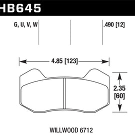 Hawk Wilwood Type 6712 DTC-60 Brake Pads HB645G.490