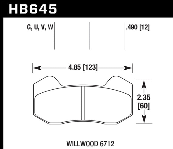 Hawk Wilwood Type 6712 DTC-60 Brake Pads HB645G.490