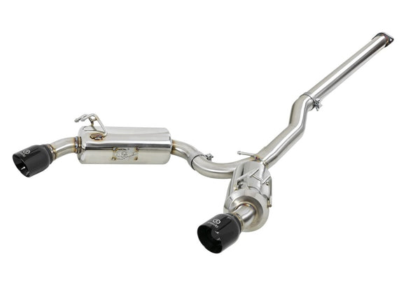 aFe Takeda 3in. to 2.5in. 304 SS C/B Exhaust 08-15 Mitsubishi Lancer EVO I4-2.0L (t) - Black Tips 49-36701-B