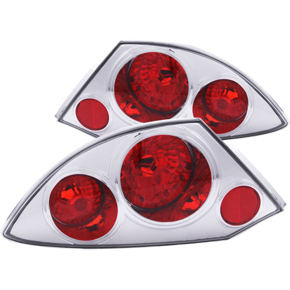 Anzo 221080 Chrome Housing Halogen Bulb Clear Lens Tail Lights for 00-05 Eclipse 221080