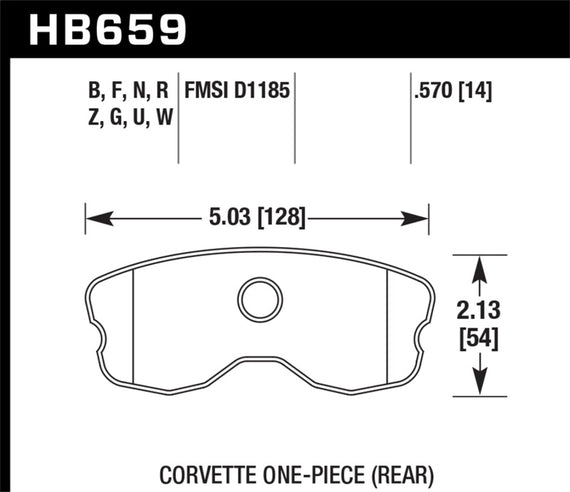 Disc Brake Pad- GS / Z06 Rear Hawk Perf HB659G.570 fits 10-13 Chevrolet Corvette HB659G.570