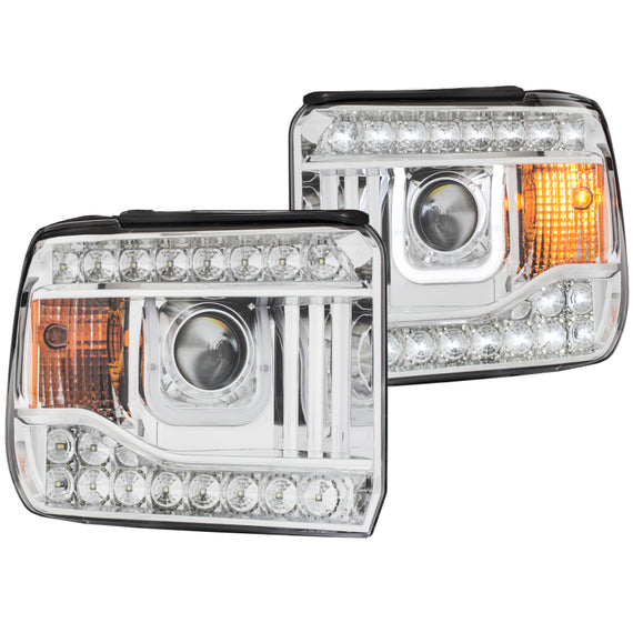 Anzo 111317 Chrome U-Bar Projector Headlights LED for 14-16 GMC Sierra 2500HD 111317