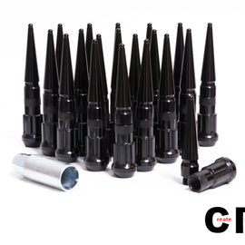 CPR Spline Steel Racing Lug Nuts+Aluminum Spike 12x1.25 Black/Black 123mm