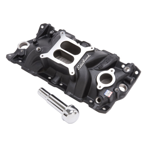 Edelbrock Intake Manifold Perf Eps SBC w/ Oil Fill Tube and Breather Black 27033