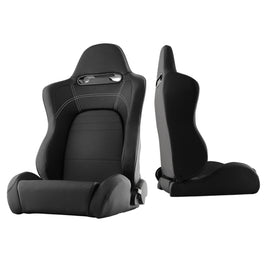 Xtune Evo9 Style Racing Seat Pu (Double Slider) Black/Black Driver Side RST-EVO9-01-BK-DR 9933790