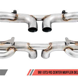 AWE Tuning Porsche 991 GT3 / RS Center Muffler Delete - Chrome Silver Tips 3010-32036