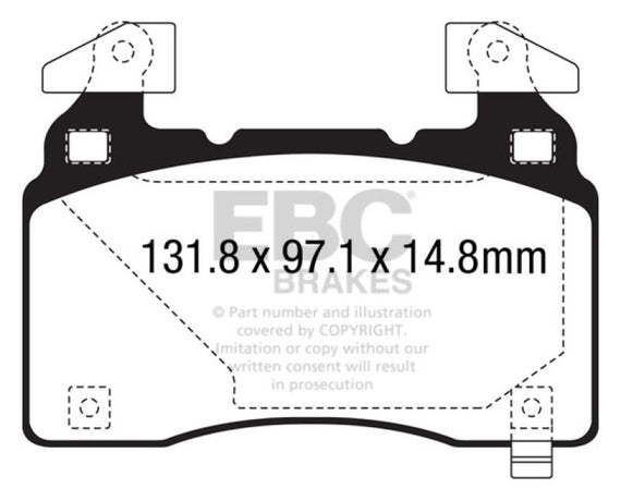 EBC 14+ Chevrolet Corvette Stingray (C7) 6.2 (Z51 Performance Package) Orangestuff Front Brake Pads DP93028