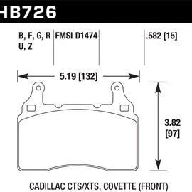 Hawk DTC-70 Front Brake Pads for 2014 Chevrolet Corvette - HB726U.582 HB726U.582