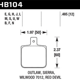 Hawk Sierra/Outlaw/Wilwood HPS Street Brake Pads HB104F.485