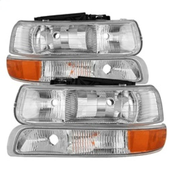 xTune Chevy Silverado 1500 99-02 OEM Style Headlights w/ Bumper Lights - Chrome HD-JH-CSIL99-OE-SET 9035111