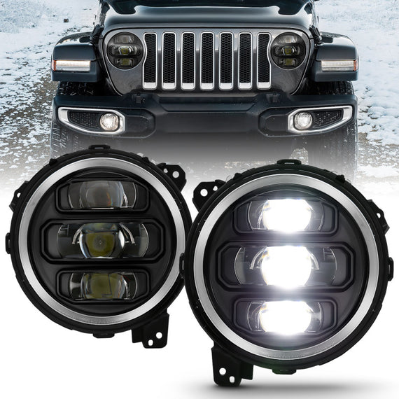 Anzo 111466 LED Projector Headlight; Black For 18-19 Jeep Wrangler NEW 111466