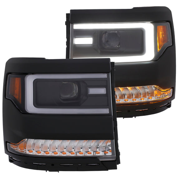 Anzo 111375 Black Amber Projector Headlights for Chevrolet Silverado 1500 111375