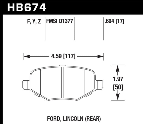Disc Brake Pad-HPS Performance Street Rear Hawk Perf HB674F.664 HB674F.664