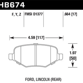 Hawk HB674Z.664 Rear Performance Ceramic Brake Pads for 2011-2016 Ford Explorer HB674Z.664