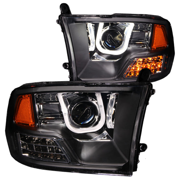 Anzo 111270 Black U-Bar ProjectorHeadlights LED for09-18 Dodge Ram1500/2500/3500 111270