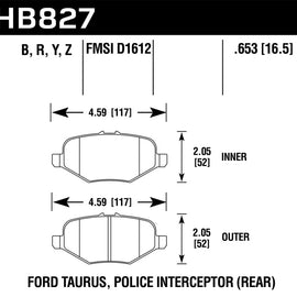 Hawk 13-16 Ford Taurus SHO HPS 5.0 Rear Brake Pads HB827B.653