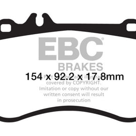 EBC 10-11 Mercedes-Benz CL550 5.5 AMG Sport Pkg Yellowstuff Front Brake Pads DP42138R
