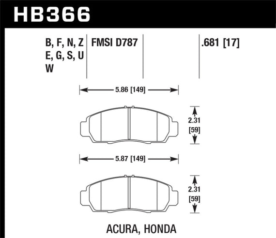 Hawk Performance HB366W.681 Excellent Release Characteristics Disc Brake Pads HB366W.681