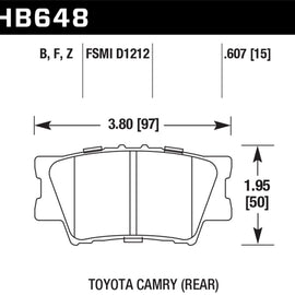 Hawk 2013-2014 Lexus ES300h HPS 5.0 Rear Brake Pads HB648B.607 HB648B.607