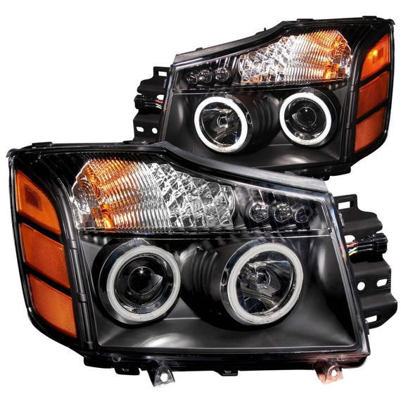 Anzo 111095 Black Clear Lens Projector Headlights w/ Halo for 04-15 Titan/Armada 111095
