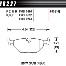 Hawk 92-98 BMW 318i DTC-30 Race Rear Brake Pads HB227W.630
