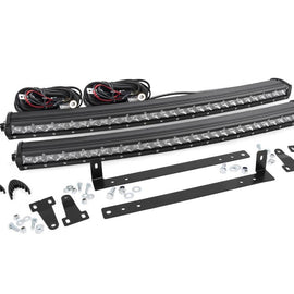 Rough Country Dual Set of Single Row LED Light Bar Grille Mounts w/ 30-inch Chrome Series CREE LED Light Bars