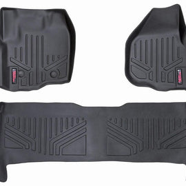 Rough Country Heavy Duty Floor Mats - Front & Rear Combo (Crew Cab Models w/ Raised Pedal)