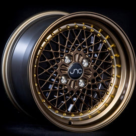 JNC 045 Machined Bronze w/ Gold Rivets 15x8.25 4x100 +10 Wheel/Rim 18515707846