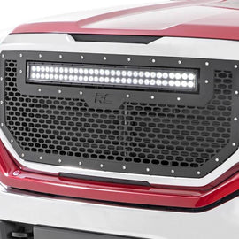 Rough Country GMC Mesh Grille w/30in Dual Row Black Series LED (16-18 Sierra 1500)