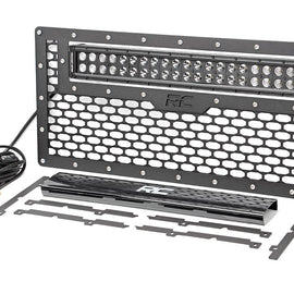 Rough Country Laser-Cut Mesh Grille w/ 20-inch Black Series Dual Row CREE LED Light Bar (Wrangler JK / JKU)