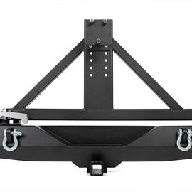 Rough Country Full-Width Rock Crawler Rear Bumper w/ Tire Carrier, Hitch & D-Rings