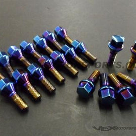 Mevius - Cone Type Lug Bolts - 14x1.5mm - 27mm - Blue Neon