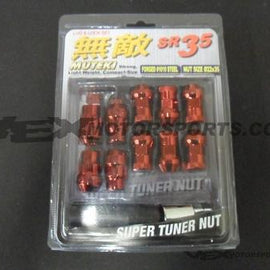 Muteki - SR35 Closed Ended Lug Nuts & Locks - Red - 12x1.25mm