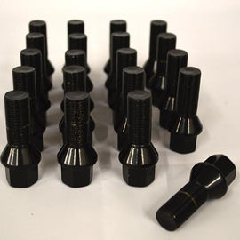 NNR STEEL 35MM LUG BOLTS WITH CONE SEAT SET OF 20 12X1.5 BLACK