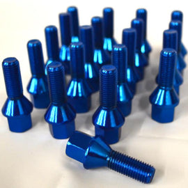 NNR STEEL 35MM LUG BOLTS WITH CONE SEAT SET OF 20 12X1.5 BLUE