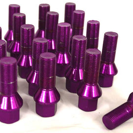 NNR STEEL 35MM LUG BOLTS WITH CONE SEAT SET OF 20 12X1.5 PURPLE