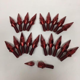 NNR STEEL 28MM SPIKE LUG BOLTS WITH CONE SEAT 12X1.5 RED